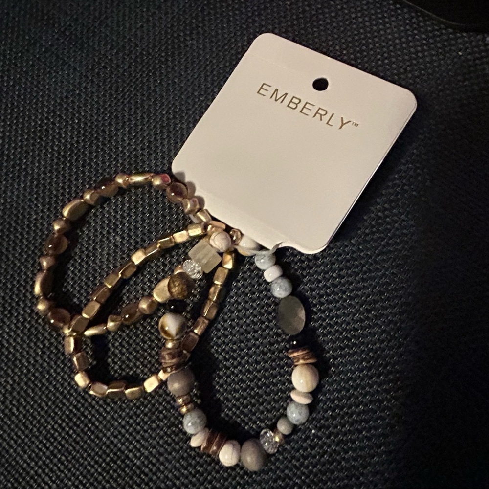 Emberly Gold Beaded Bracelet Trio